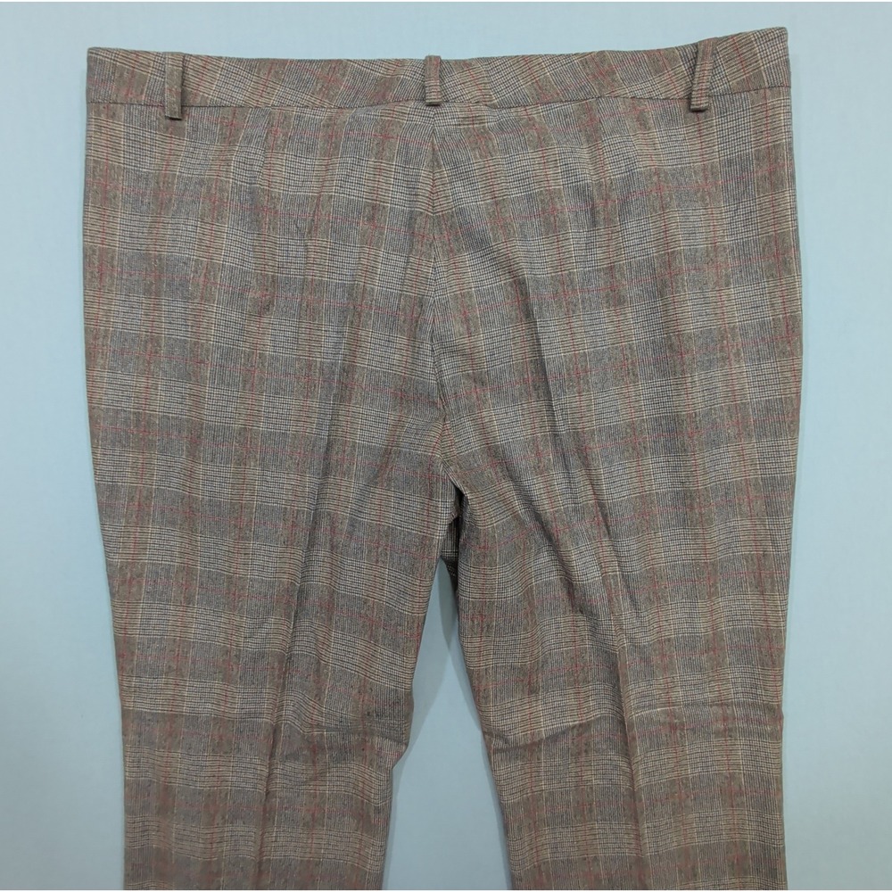 Maison Common Womens Plaid Wool Pants 46 US 10 12 Brown Trousers - Picture 11 of 12